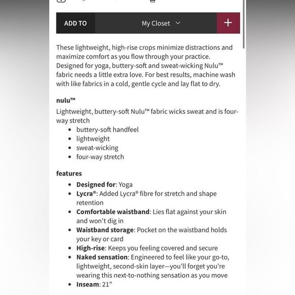 Lululemon Align Crop *21"
Sequoia Camo Print Deep Coal Black - Picture 4 of 10